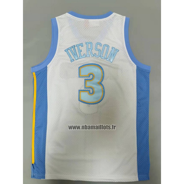 Maillot Denver Nuggets Allen Iverson NO 3 Mitchell & Ness 2006-07 Blanc